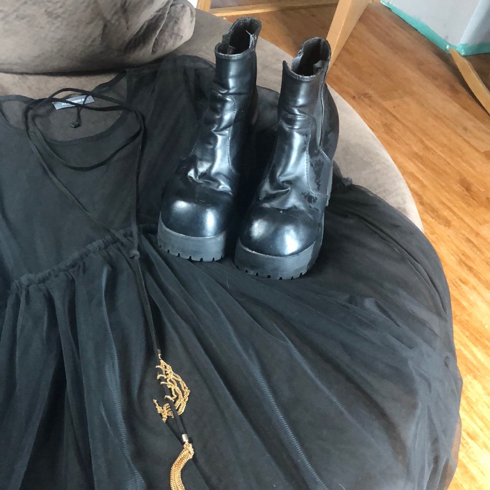 Black Chunky Ankle Boots